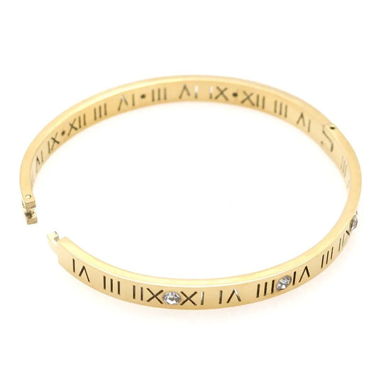 Roman Numerical CZ bangle Gold & Silver