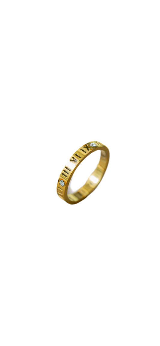 Roman Numerical CZ Ring Gold&Silver